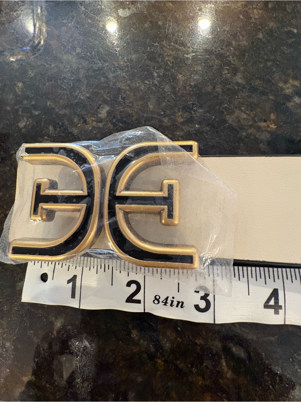Sam Edelman Cream Leather Belt with Gold Double-G Buckle